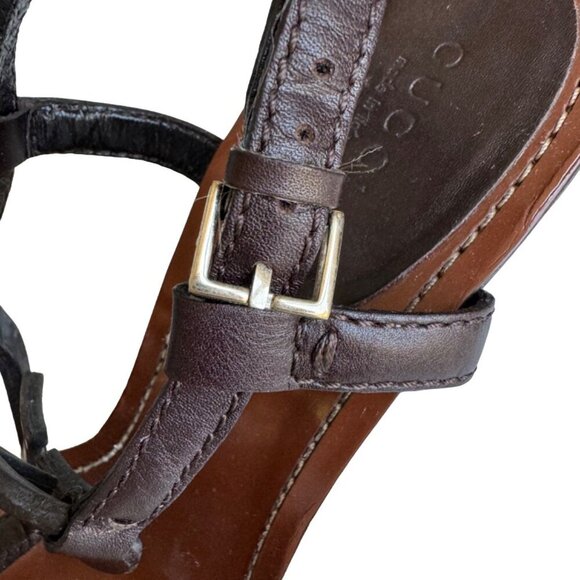 Gucci Wedge Sandals | Interlocking G Logo | Preloved Designer Shoes Sz 10.5 - Picture 12 of 16